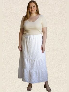 H&M White Tiered Maxi Skirt